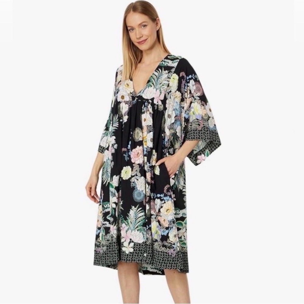 Johnny Was Mila Easy Cover-Up Black Floral
Swing Dress Resort - Size Small - EUC